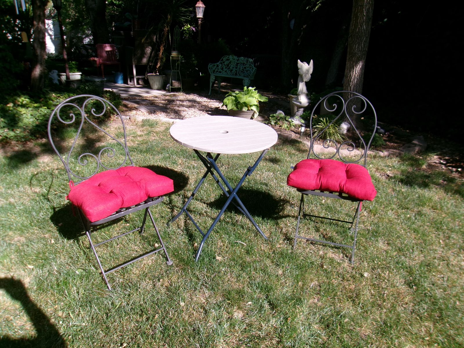 Cute Folding Wrought Iron Patio Bistro Set