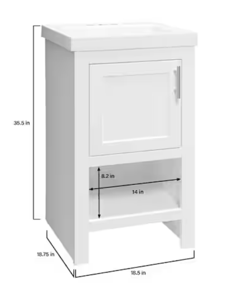 NEW Spa 18.5 inch Single Sink Bath Vanity w/ White Cultured Marble Top (White or Dove Grey)