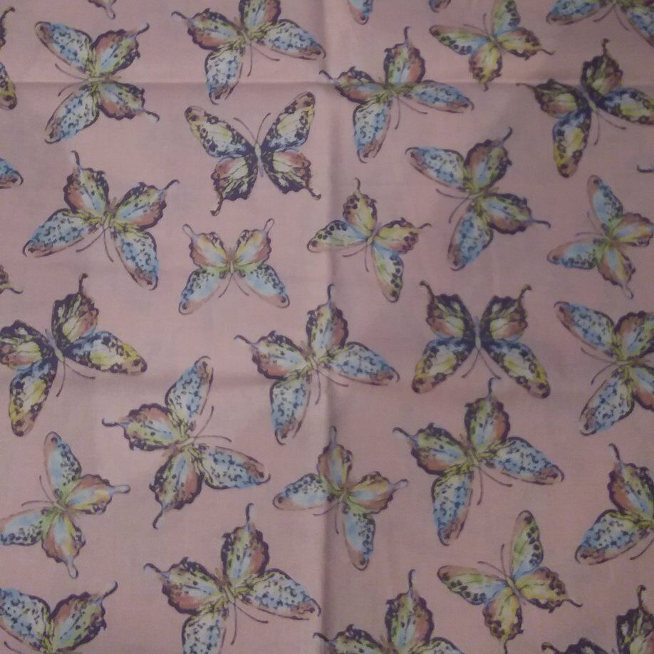 PINK BUTTERFLY FABRIC 1 1/2 YARDS