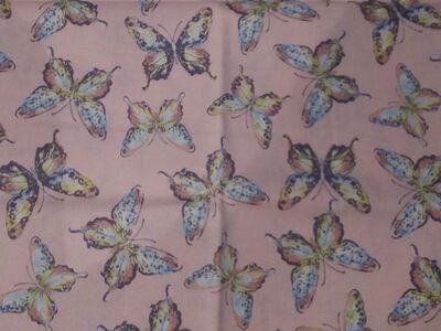 PINK BUTTERFLY FABRIC 1 1/2 YARDS