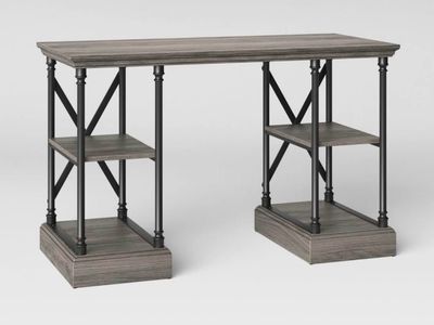 Wood Writing Desk with Storage