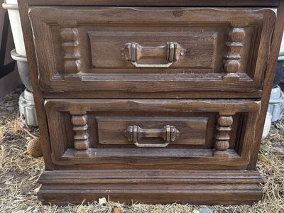 Vintage Dark Wood 2-Drawer Nightstand Side Table