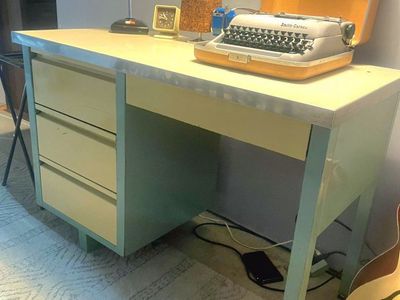 Vintage Mid-Century Metal Desk - Industrial Style Office Furniture