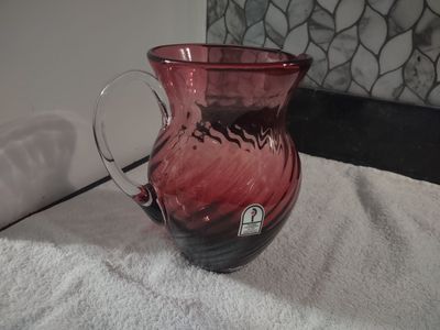 CRANBERRY GLASS PITCHER 24k GOLD INFUSED