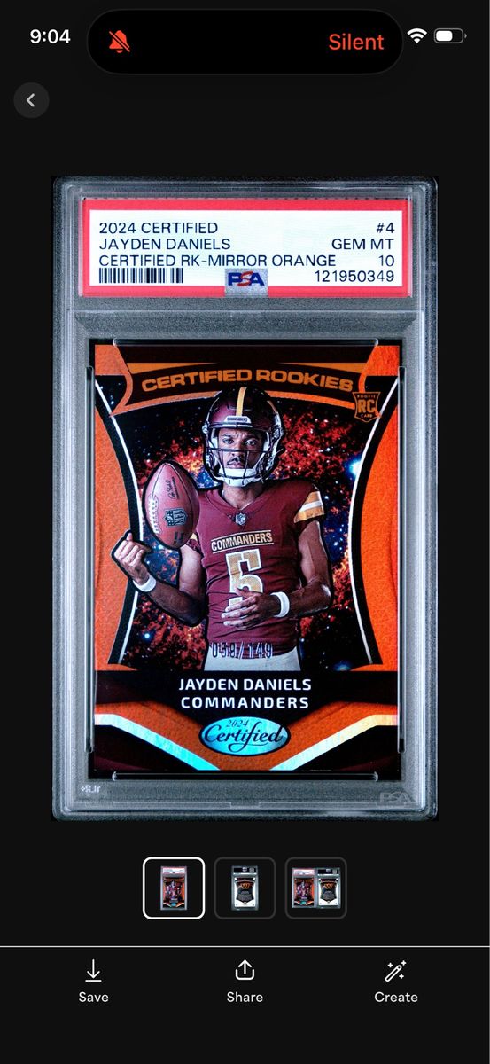 2024 Panini Certified Jayden Daniels Rookie RC Mirror Orange #4 PSA 10 Gem mint 