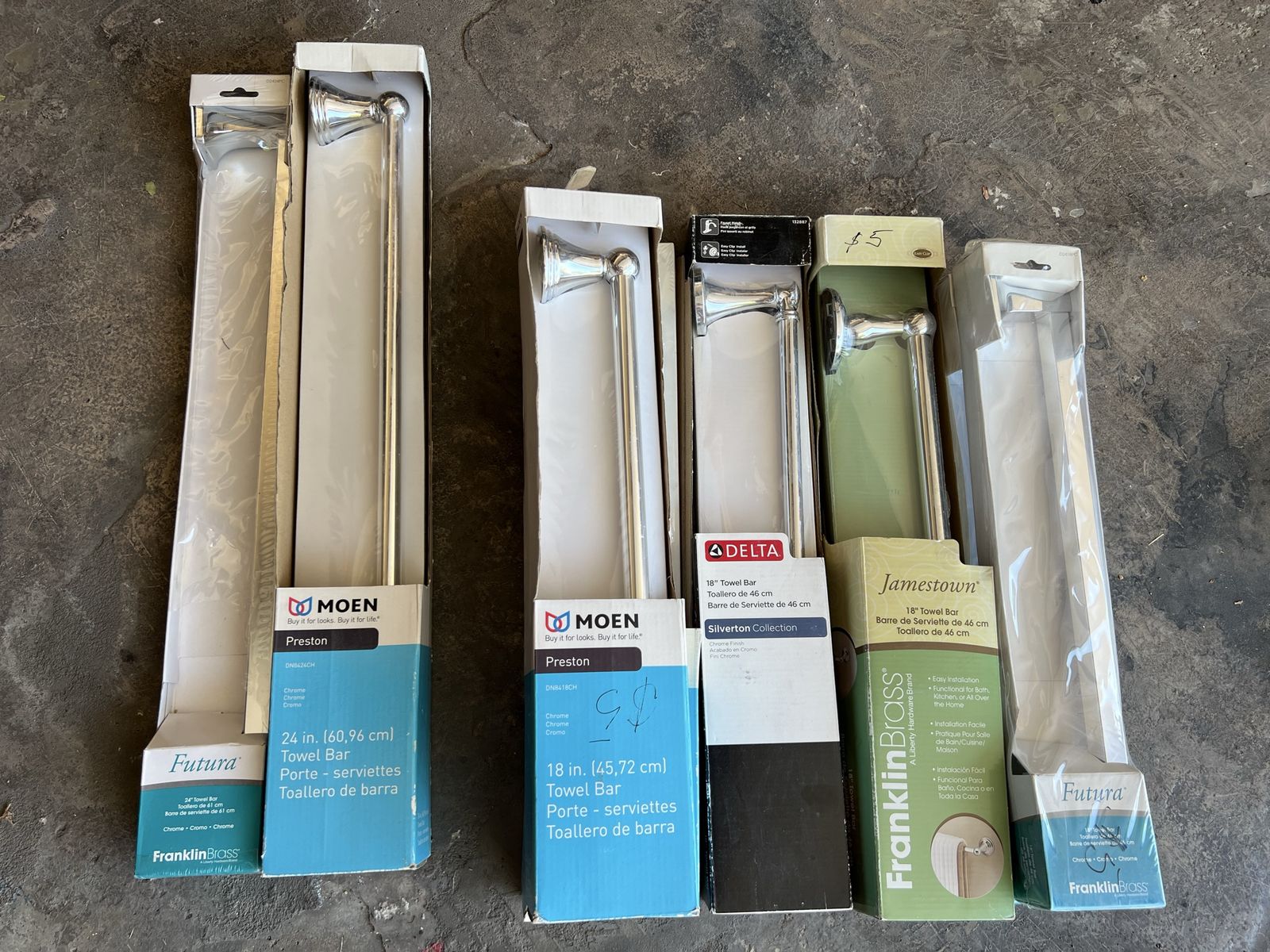 Moen Preston Franklin Brass Chrome Futura Bathroom Hardware Lot - Towel Bars, Rings, Paper Holders