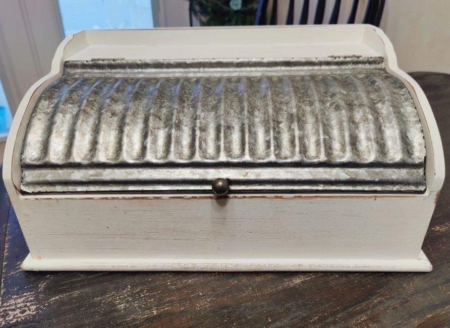 Rustic Farmhouse style bread box with metal door