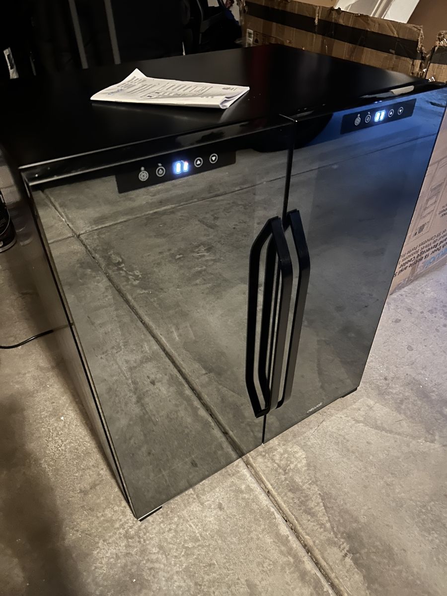 NewAir Dual Zone Wine and Beverage Cooler - Black Glass Doors