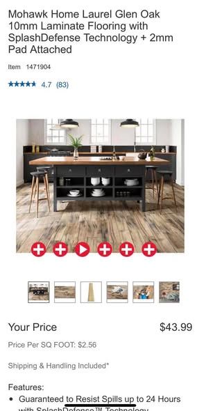 Mohawk Home Laurel Glen Oak 10mm Laminate Flooring with SplashDefense Technology + 2mm Pad Attached