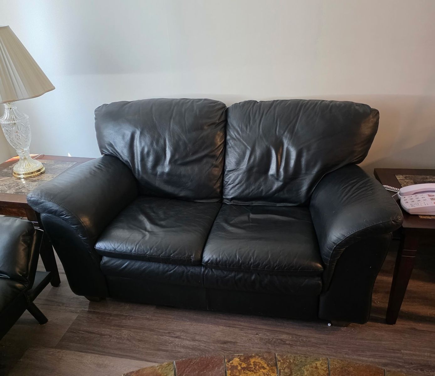 Black Leather Loveseat Sofa