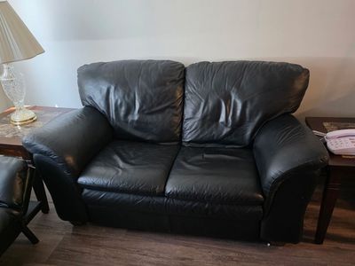 Black Leather Loveseat Sofa