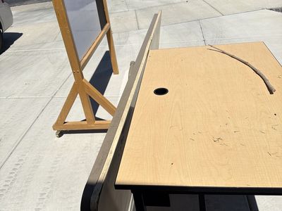Used School Desk with Black Metal Legs & Light Wood Top - Sturdy and Functional
