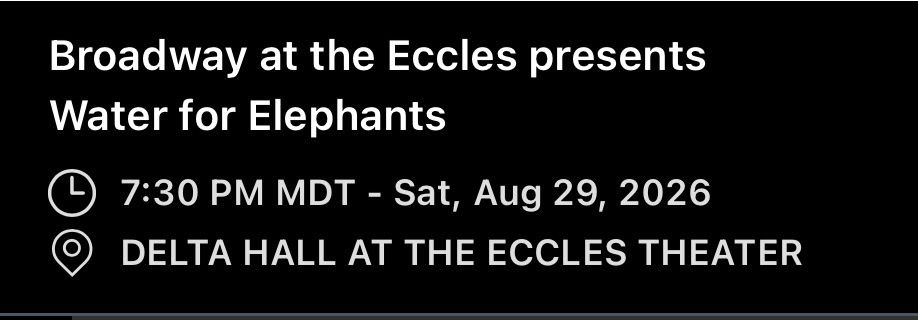 Water for Elephants - Aug 29 - 7:30pm 