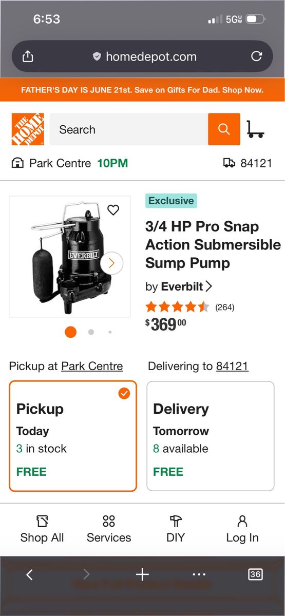 3/4 HP Everbilt Cast Iron Sump Pump HDS75