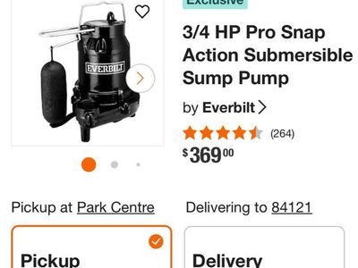 3/4 HP Everbilt Cast Iron Sump Pump HDS75