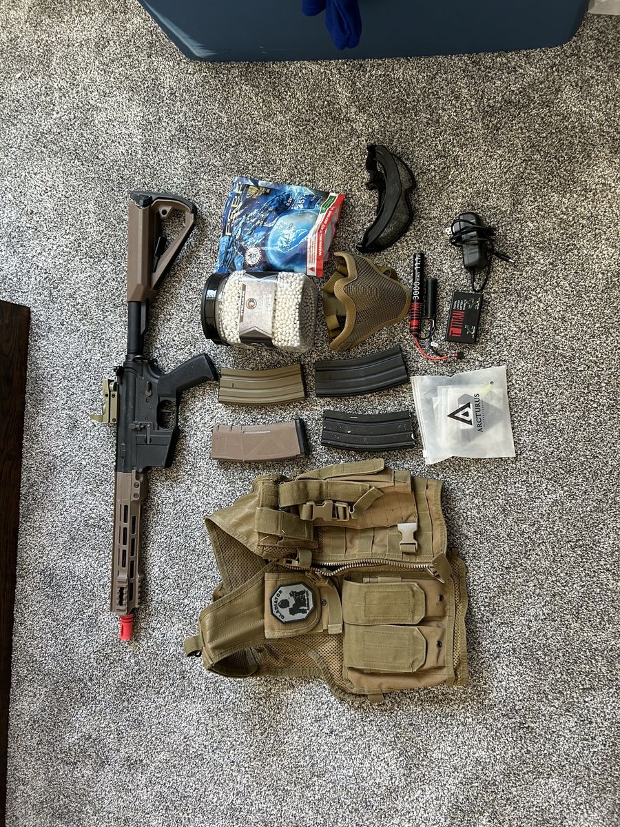 Arcturus Airsoft Rifle Starter Kit with Vest, Magazines, BBs and Accessories
