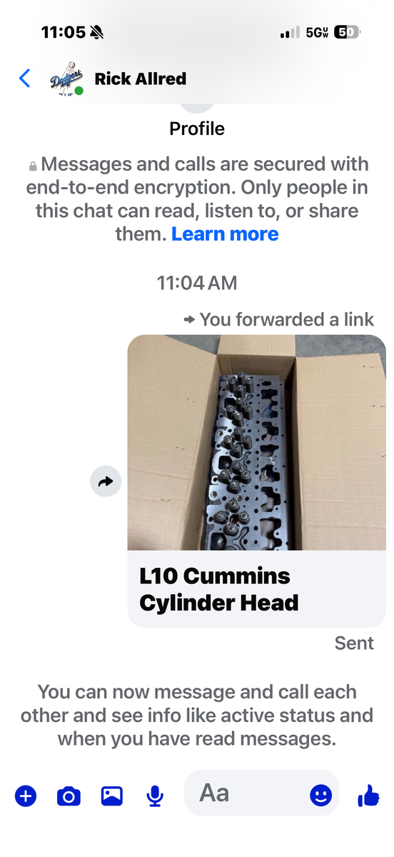 L10 cylinder Cummins head