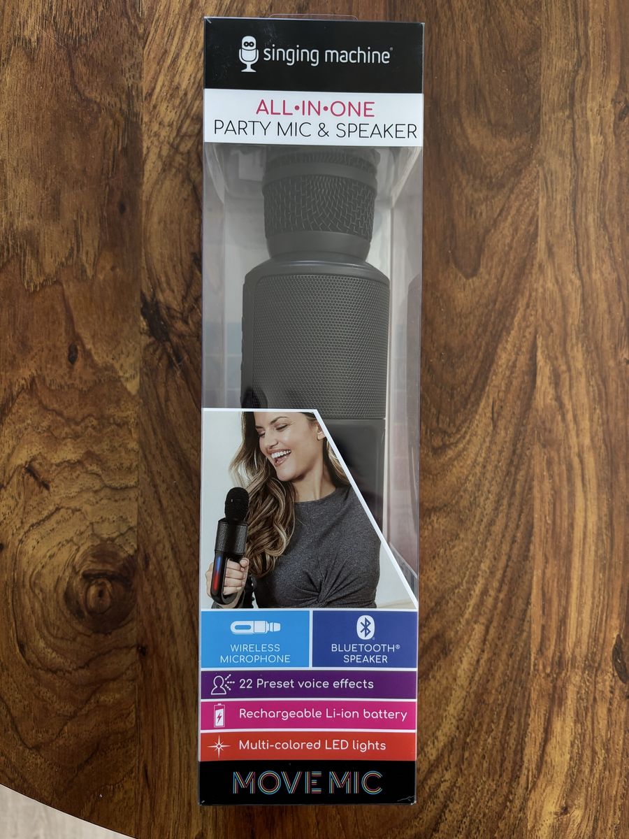 Singing Machine Move Mic All-In-One Wireless Karaoke Party Microphone & Bluetooth Speaker