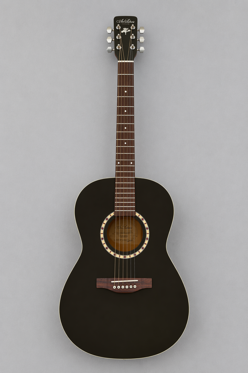 Art & Lutherie Folk Cedar Black Acoustic Guitar w/ Gator Bag