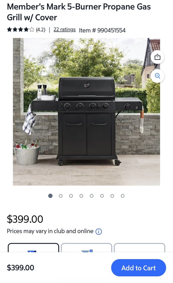 Brand new, in box members mark 5 burner gas grill
