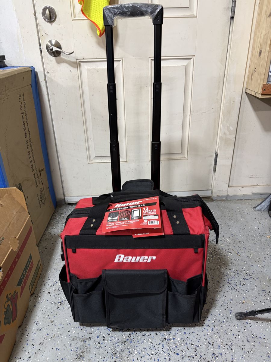 Bauer 18" Roller Tool Bag with Wheels & 39" Extendable Handle