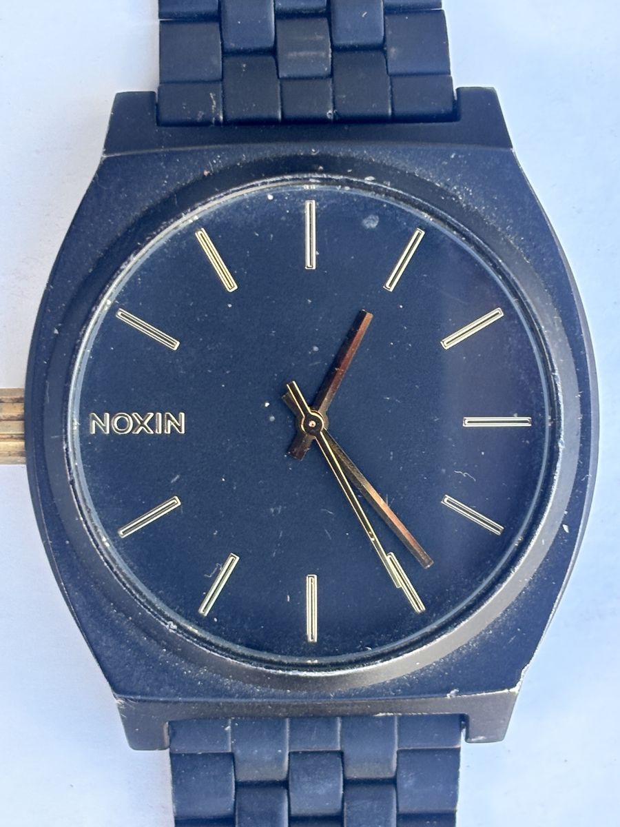 NOXIN Black Analog Watch with Link Bracelet