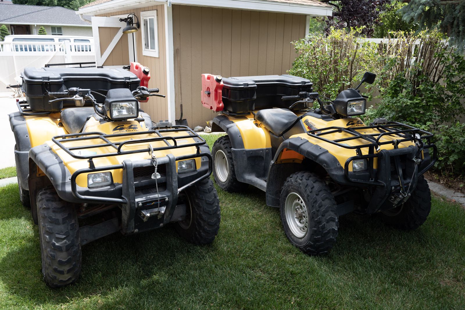 TWO 2002 Honda 500 Foreman Rubicons and 4 place trailer