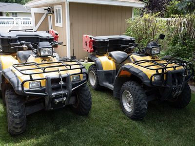 TWO 2002 Honda 500 Foreman Rubicons and 4 place trailer