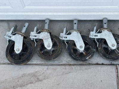 Set of 4 Scaffolding Caster Wheels with Brakes - Heavy-Duty Swivel