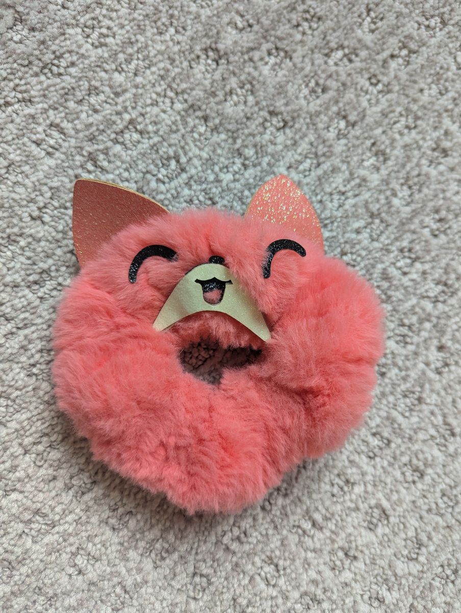 Coral Pink Fox Scrunchie