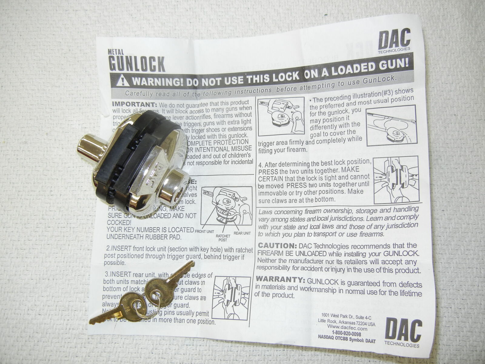 Gun Pistol Metal Lock NEW