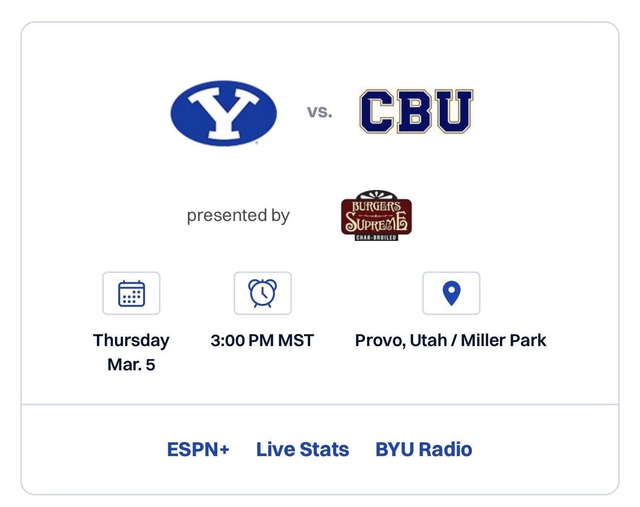 BYU Baseball vs Cal Baptist