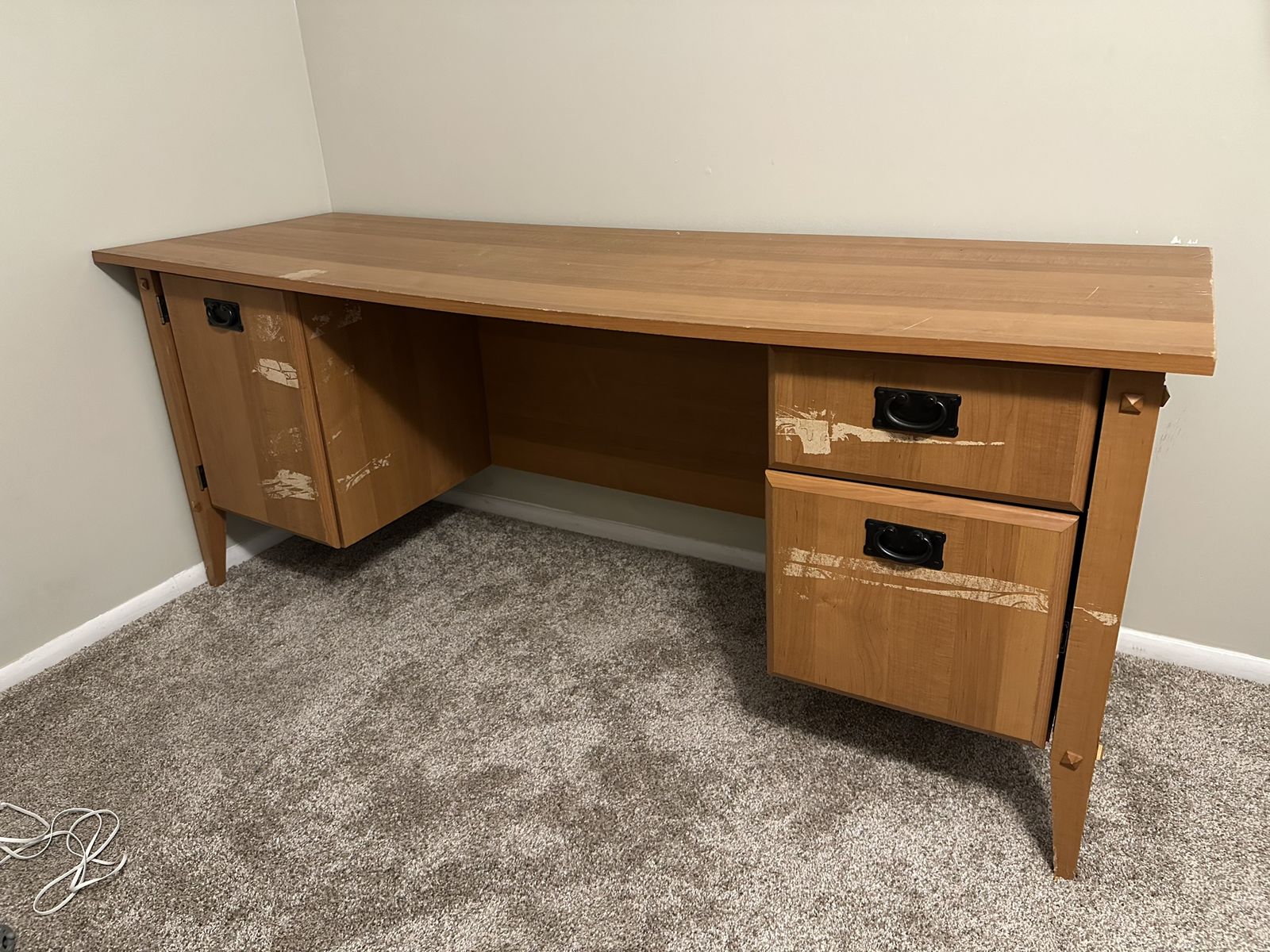 Desk with cabinet and two drawers