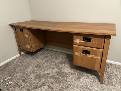 Desk with cabinet and two drawers