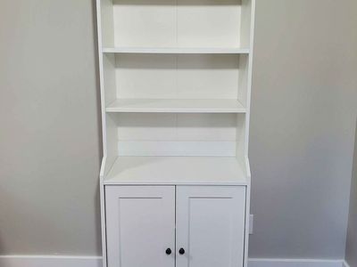 White Bookcase / Bookshelf with Storage Cabinet - Excellent Condition