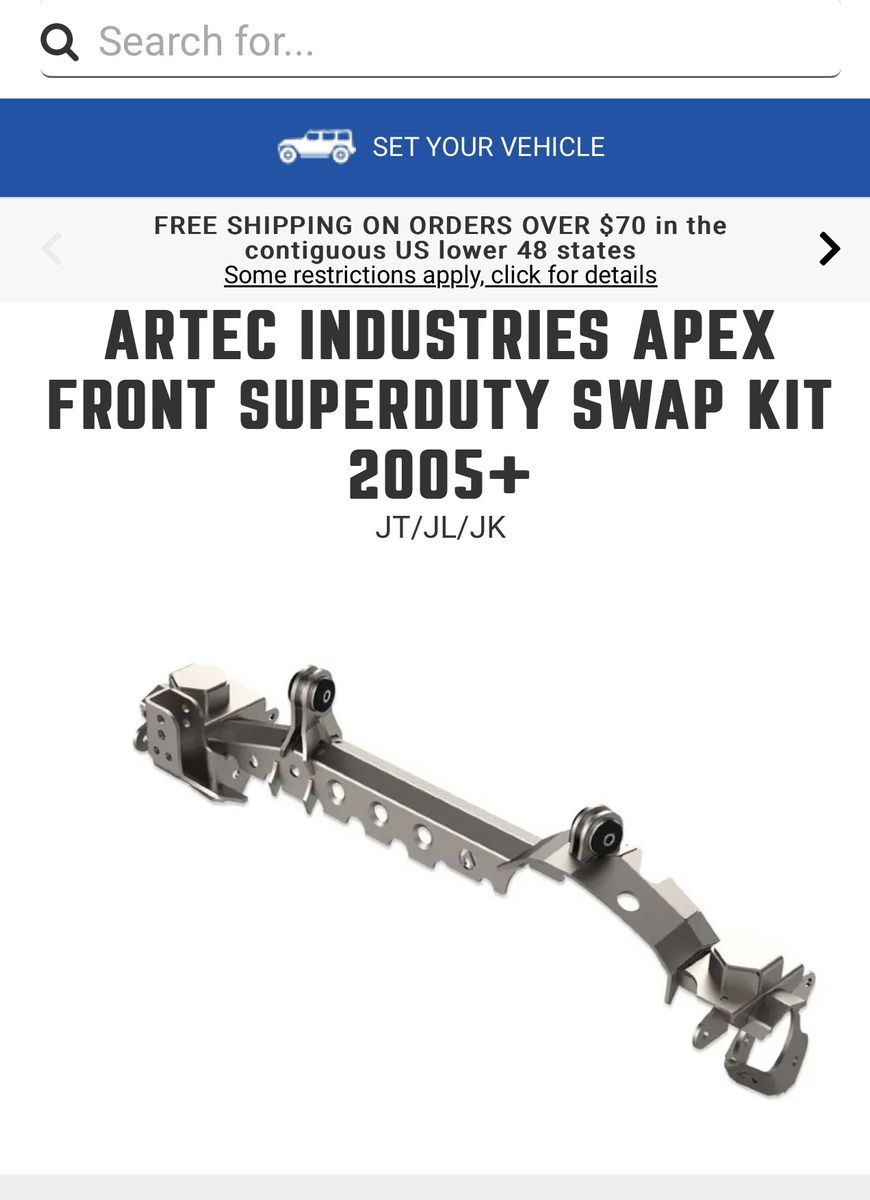 Artec Jk one ton swap truss kits