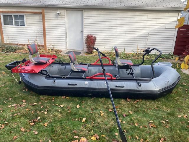 12 Foot River Rat Pro self bailing fishing raft.  Similar to Flycraft.