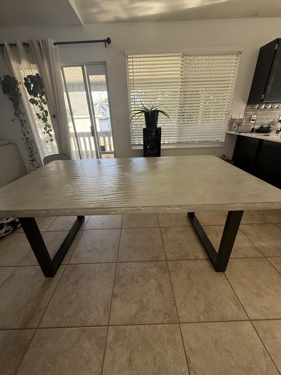 Dining Table with Metal Legs - Modern Industrial Style