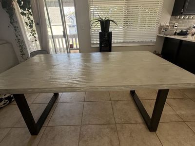Dining Table with Metal Legs - Modern Industrial Style
