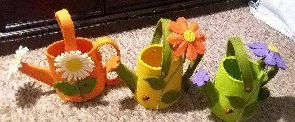 A GIFT FOR MOM...FELT WATER PAIL WITH FLOWER..YOU FILL IT