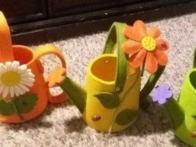 A GIFT FOR MOM...FELT WATER PAIL WITH FLOWER..YOU FILL IT