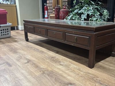 Vintage Vietnamese Handmade Coffee Table with Battle Scene