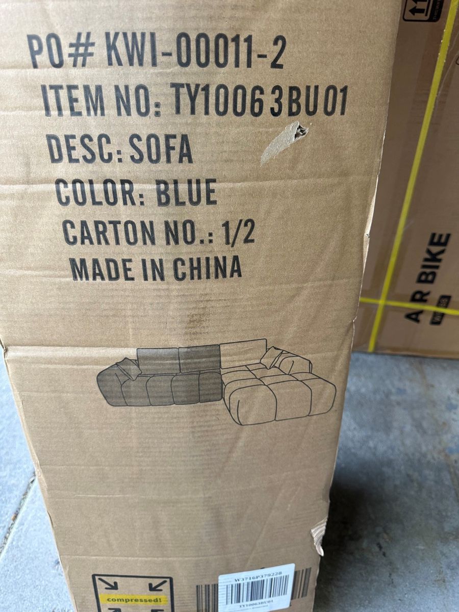 New - Sofa, Blue carton 1/2