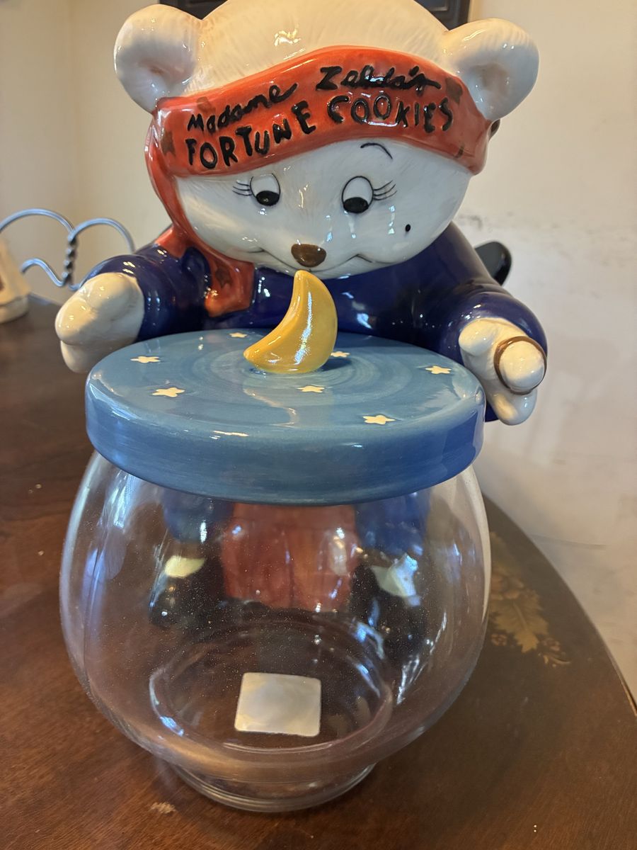 Vintage Madame Zelda Fortune Cookies Bear Ceramic Cookie Jar Fortune Teller Theme
