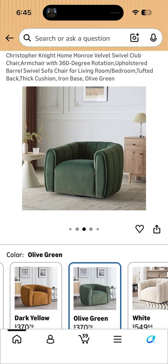 Olive Green Swivel Chair