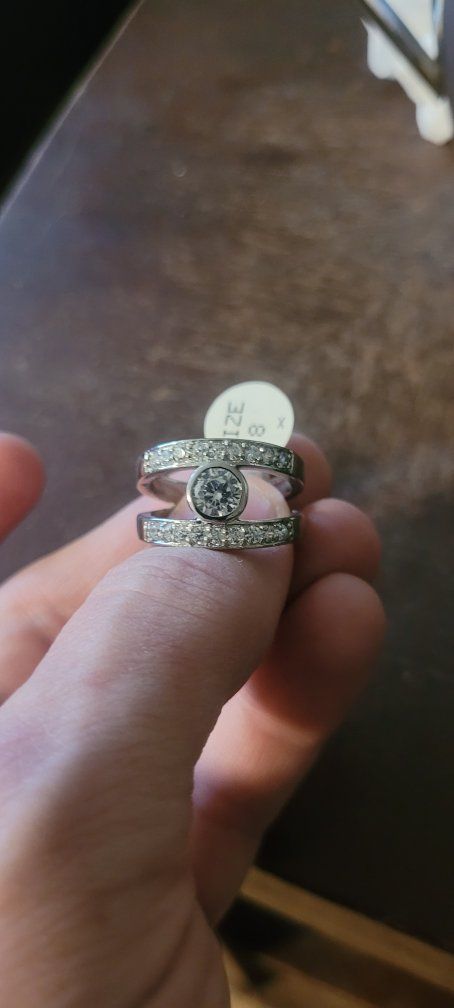 Size 8 CZ Multi-Row Rhinestone Ring
