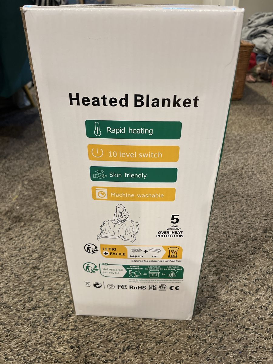 Heated Blanket Dark Gray Rapid Heating 10-Level Switch Machine Washable