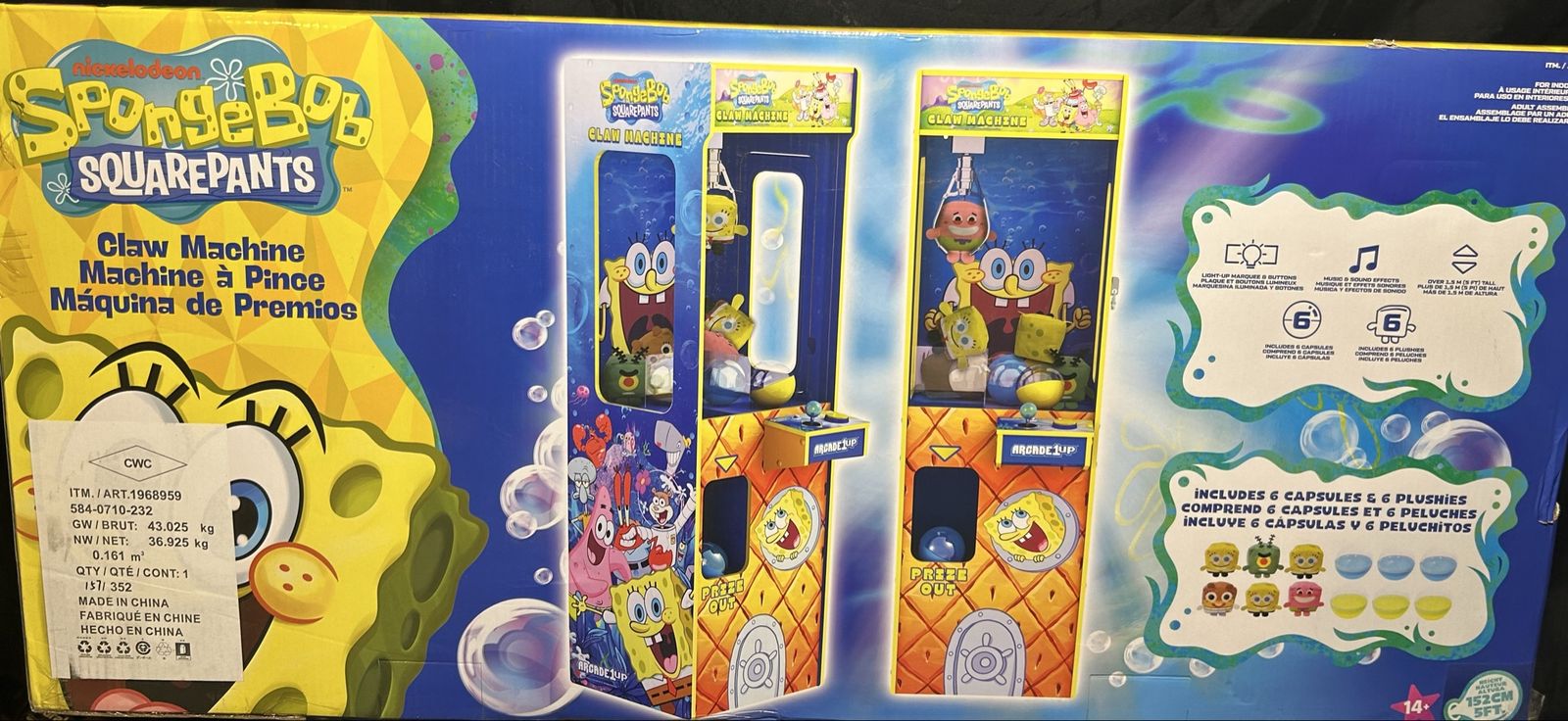 Arcade1Up SpongeBob SquarePants Claw Machine ( Sealed In box )