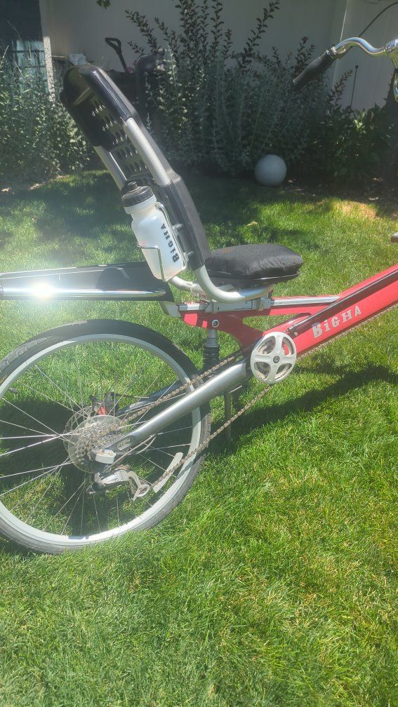 BIGHAA Red Recumbent Bike - Comfortable Cruiser with Water Bottle Holder