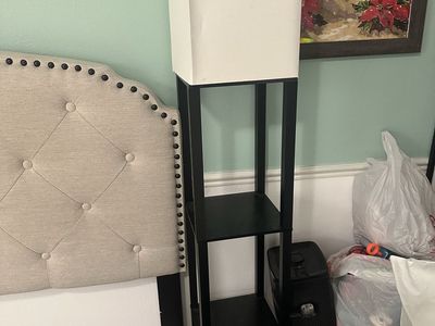 Shelf Floor Lamp w/ Storage – Modern Black & White